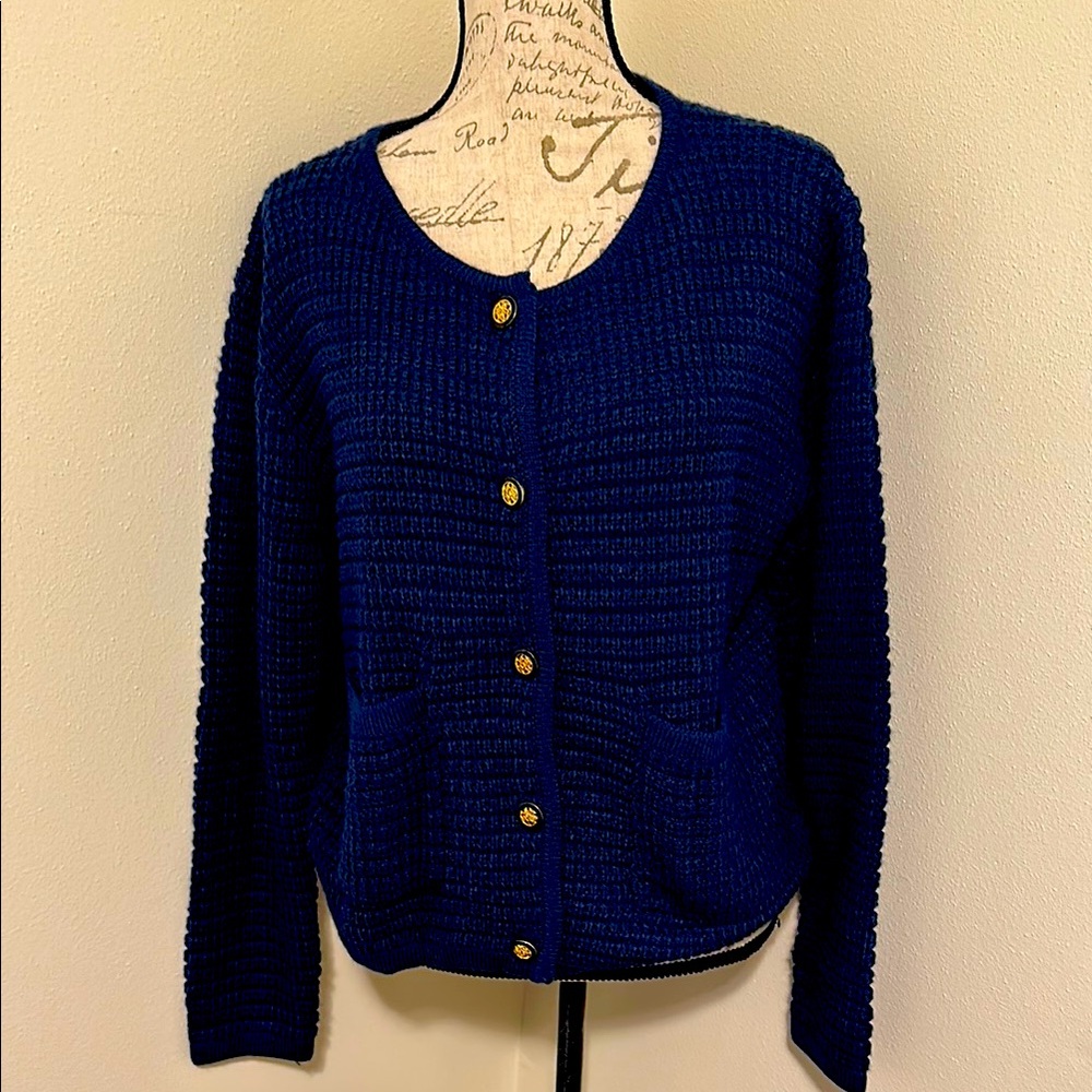Women's Prettygarden Navy Cardigan Sweater Large